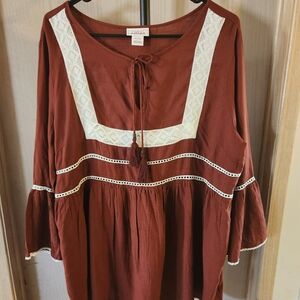 Ariat Women's Brown Blouse with White Accents